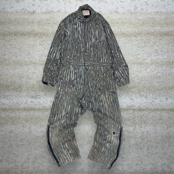 Vintage Real Tree Walls Camo Coveralls Insulated Made in USA Large 90s - Picture 1 of 9